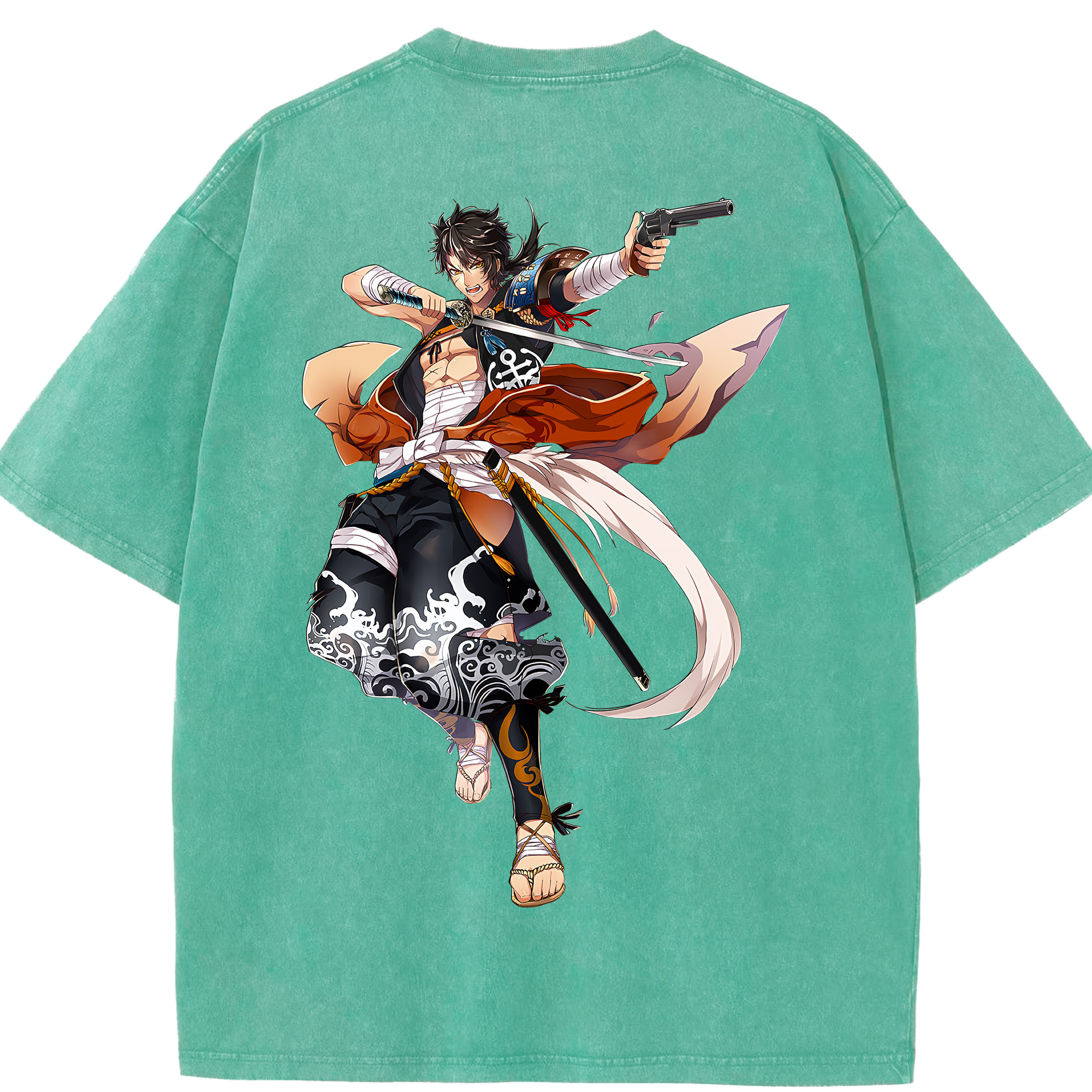 （画像用） 刀剣乱舞 Touken Ranbu 綿100% ヴィンテージ風 半袖Tシャツ（背面プリント）
